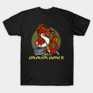 Funny Cool Cute Dancing Dragon Retro 80's 90's Music Boombox Urban Chinese New Year 2024 Cartoon T-Shirt